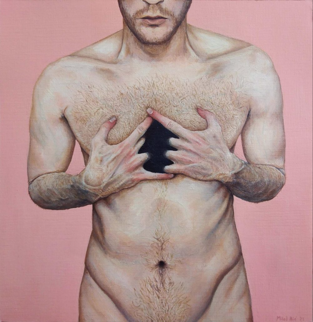 Miloš Ilić, Loneliness, oil on oil & acrylic paper, 29 × 30 cm