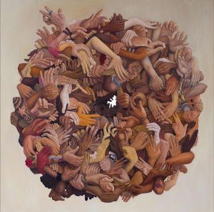 Miloš Ilić, Oneironautics, oil on canvas, 150 × 150 cm