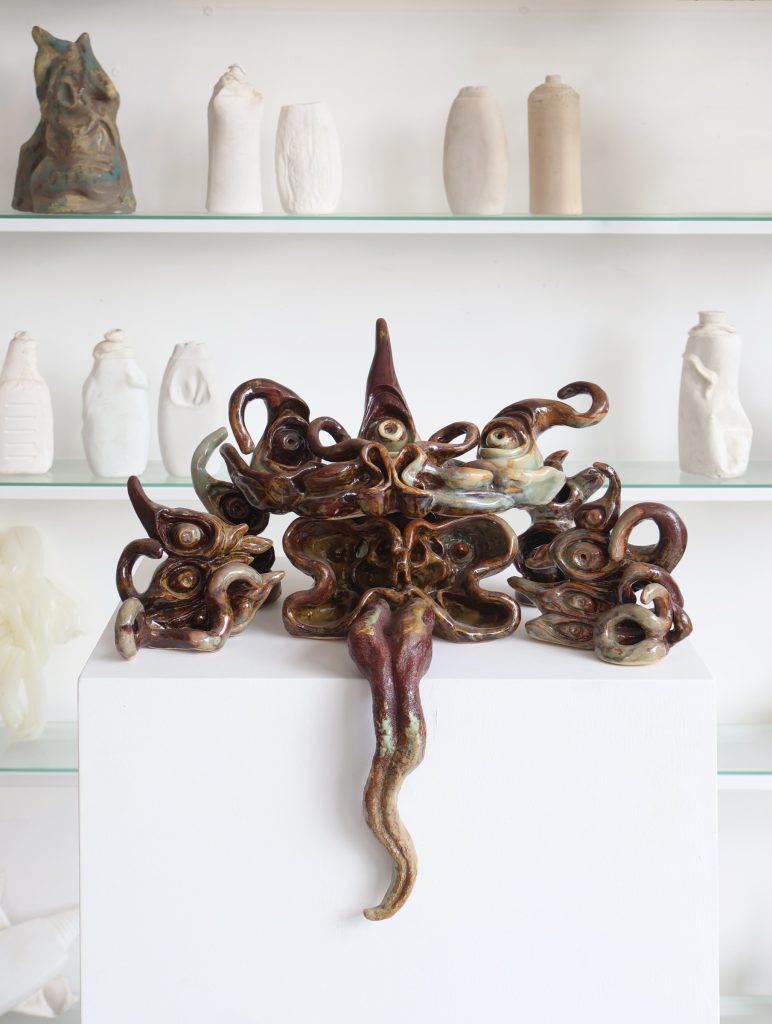 Aviv Grinberg, Clayface, 2024, glazed ceramic, 90×40×25 cm