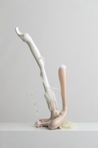 Aviv Grinberg, Mechanical Secretions, 2022, industrial plastic waste, 100×90×45 cm