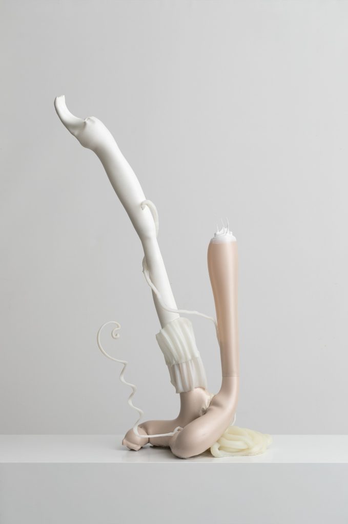 Aviv Grinberg, Mechanical Secretions, 2022, industrial plastic waste, 100×90×45 cm